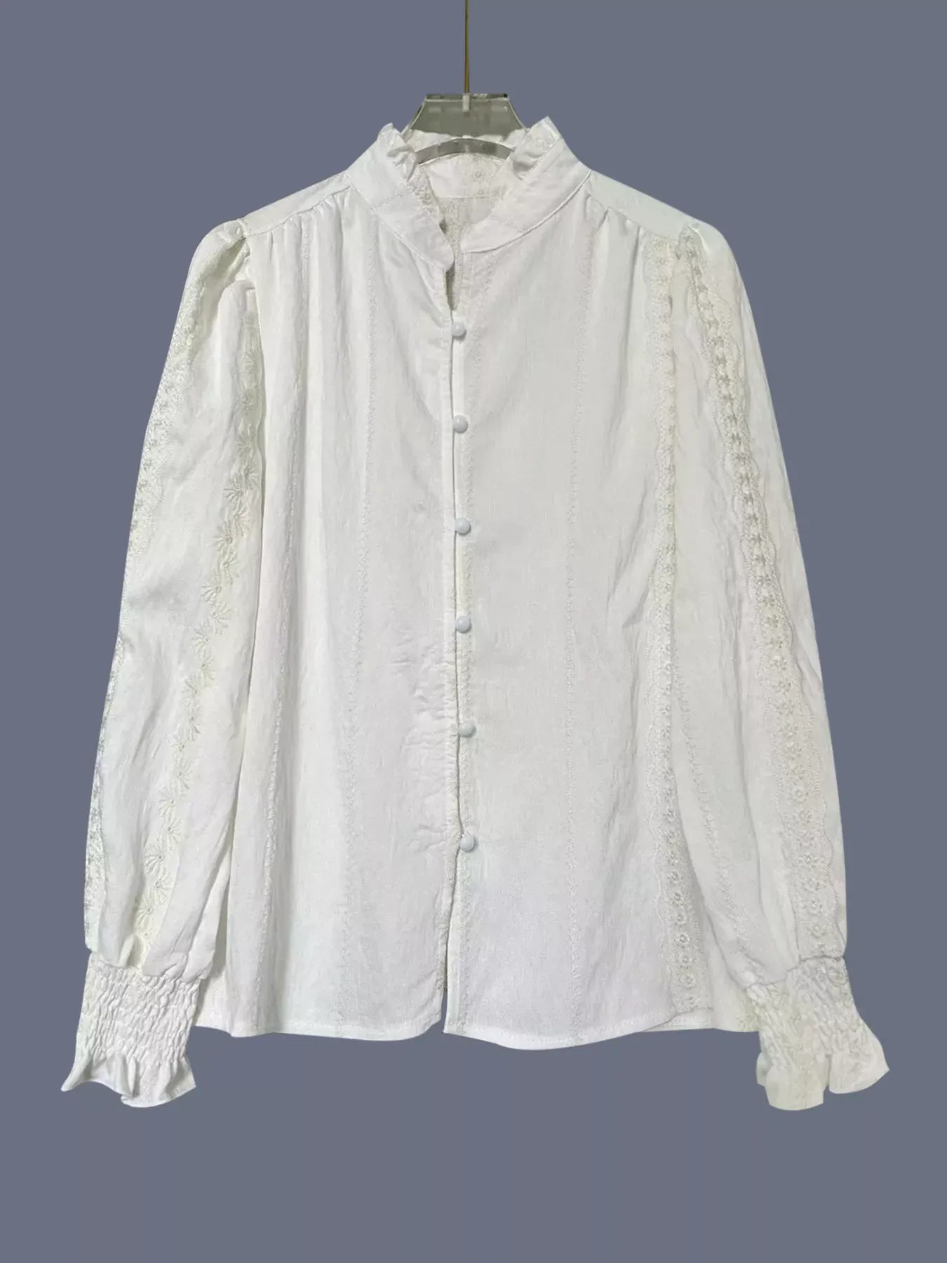 Camisa de Encaje con Botones y Mangas Largas para Mujer – Lace Button