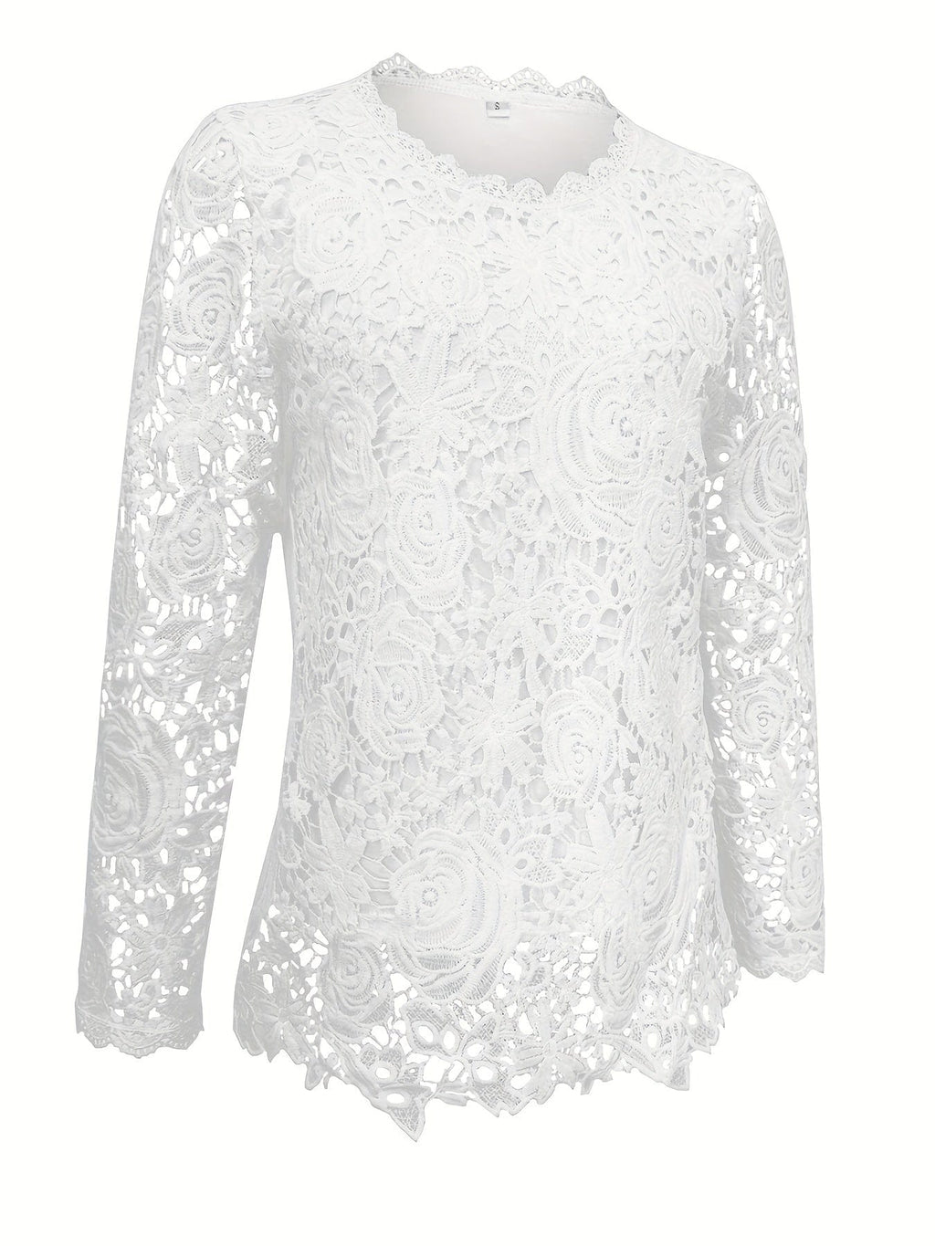 High-neck Blouse with Lace Trim for Women – Lace Neck