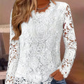 High-neck Blouse with Lace Trim for Women – Lace Neck