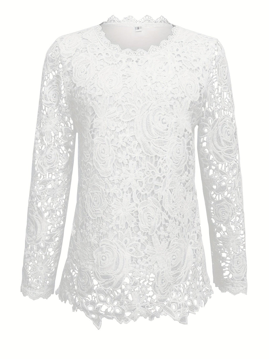High-neck Blouse with Lace Trim for Women – Lace Neck