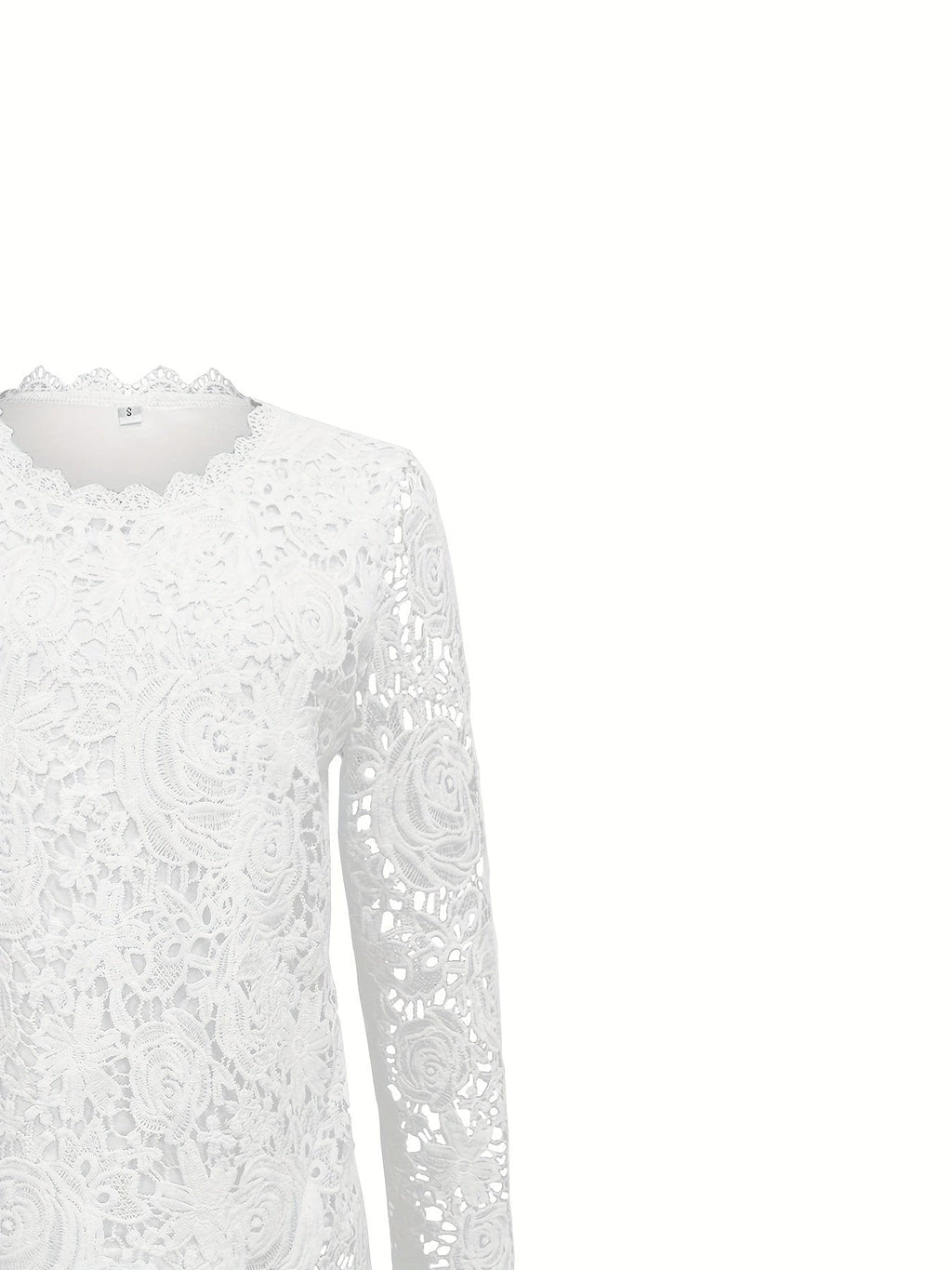 High-neck Blouse with Lace Trim for Women – Lace Neck