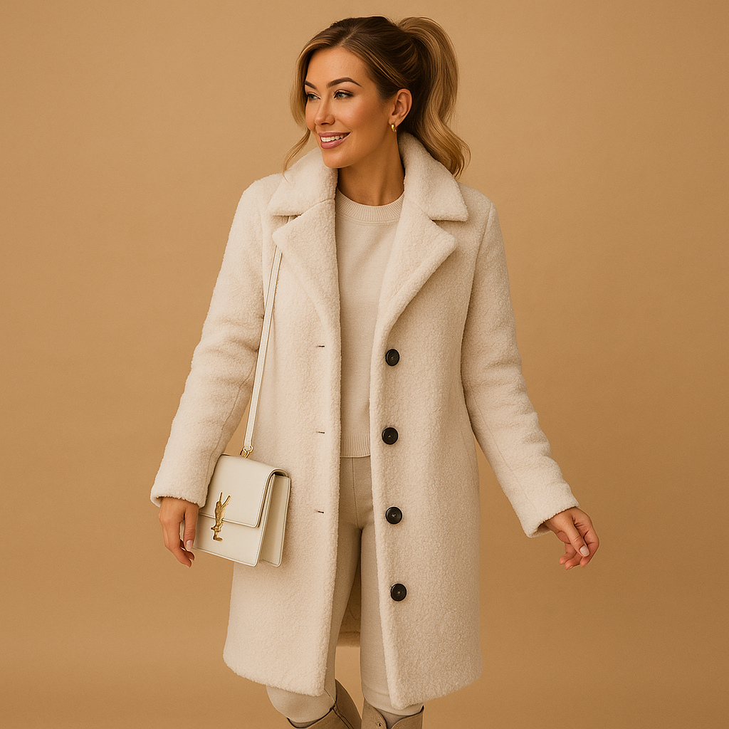 Cappotto Lungo Teddy Beige per Donne – Giacca Ampia per Donne