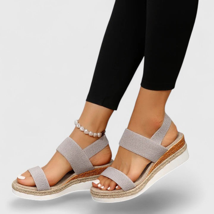 Sandales Orthopédiques Femme Quotidien Été Soutien Voûte Plantaire Semelle Rembourrée Talon Compensé Noir Beige – Merill