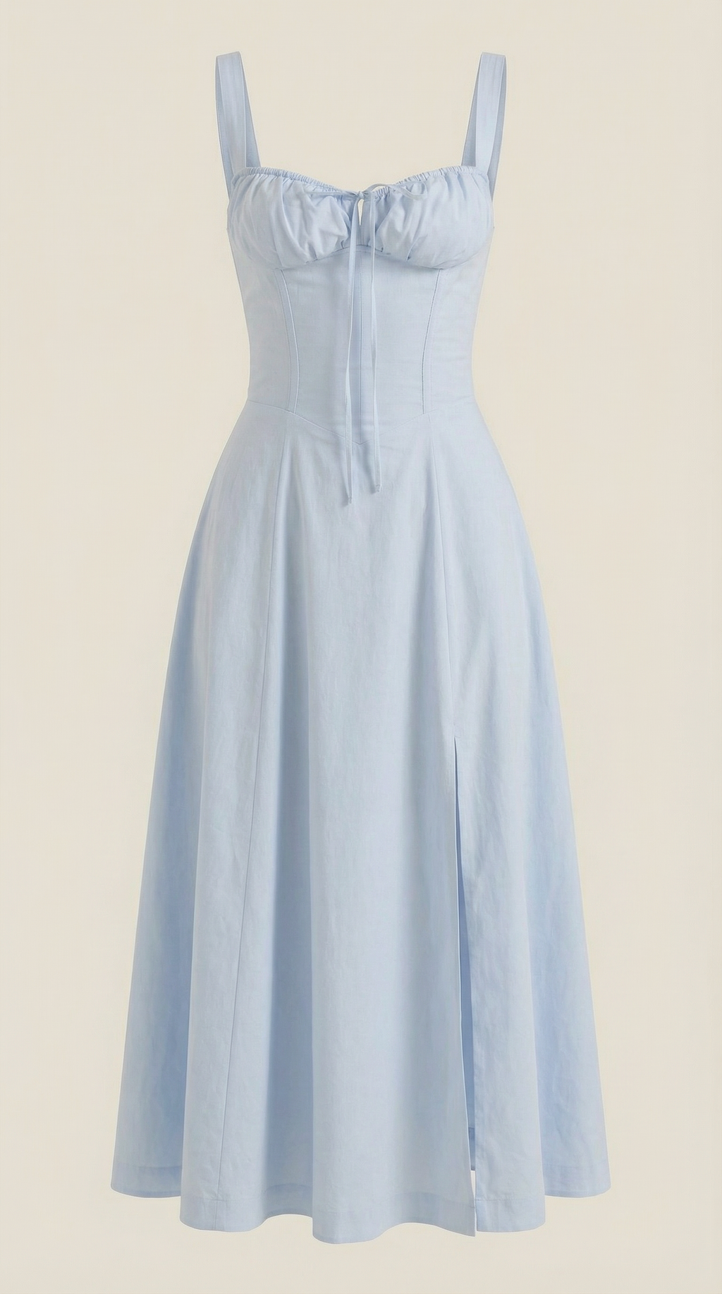 Vestito Midi con Lacci Donna Scollo a Cuore Gonna Svasata Spacco Laterale – Jadélia