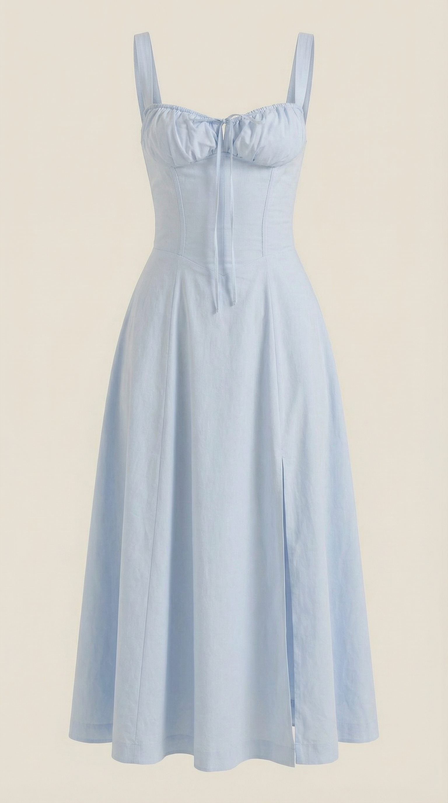 Vestito Midi con Lacci Donna Scollo a Cuore Gonna Svasata Spacco Laterale – Jadélia