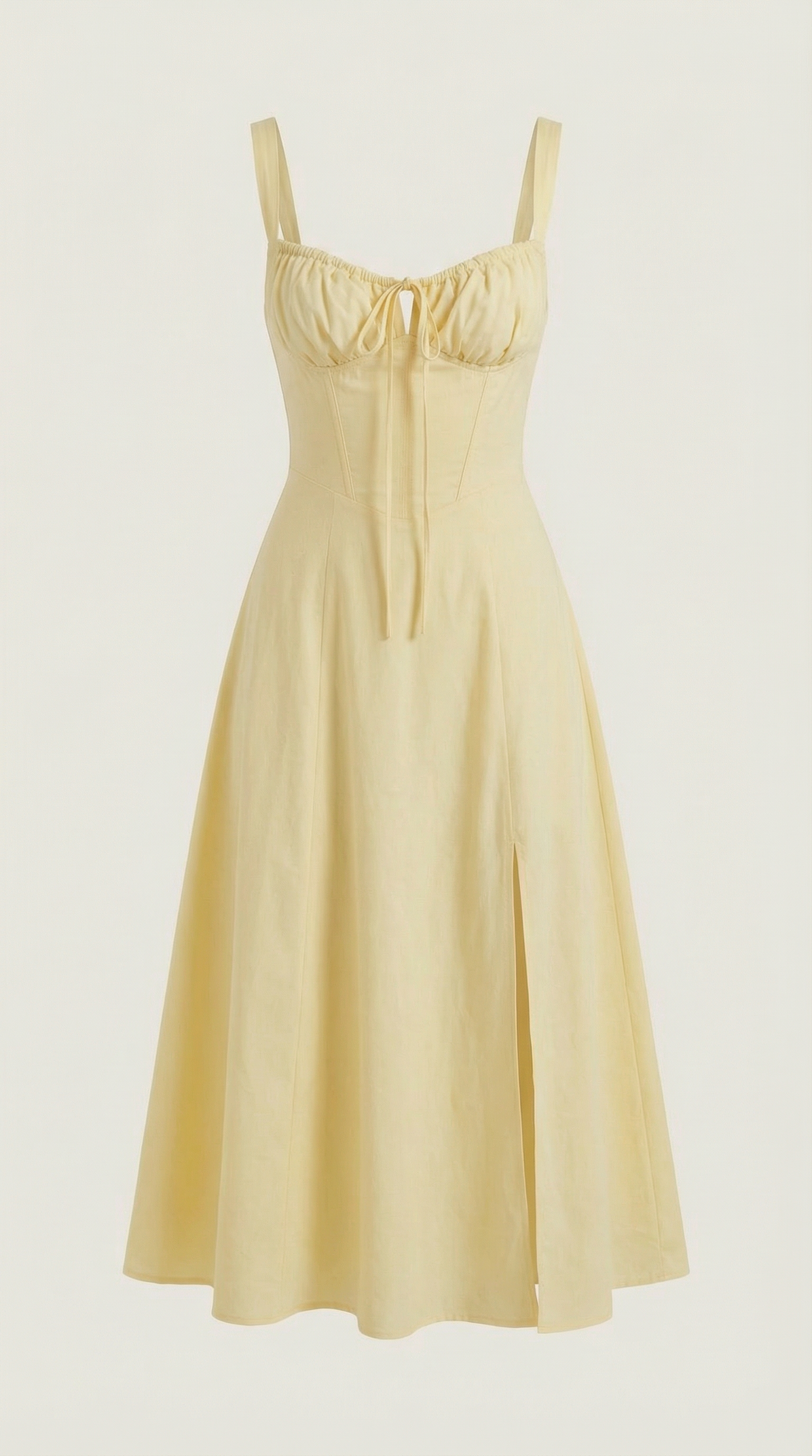 Vestito Midi con Lacci Donna Scollo a Cuore Gonna Svasata Spacco Laterale – Jadélia