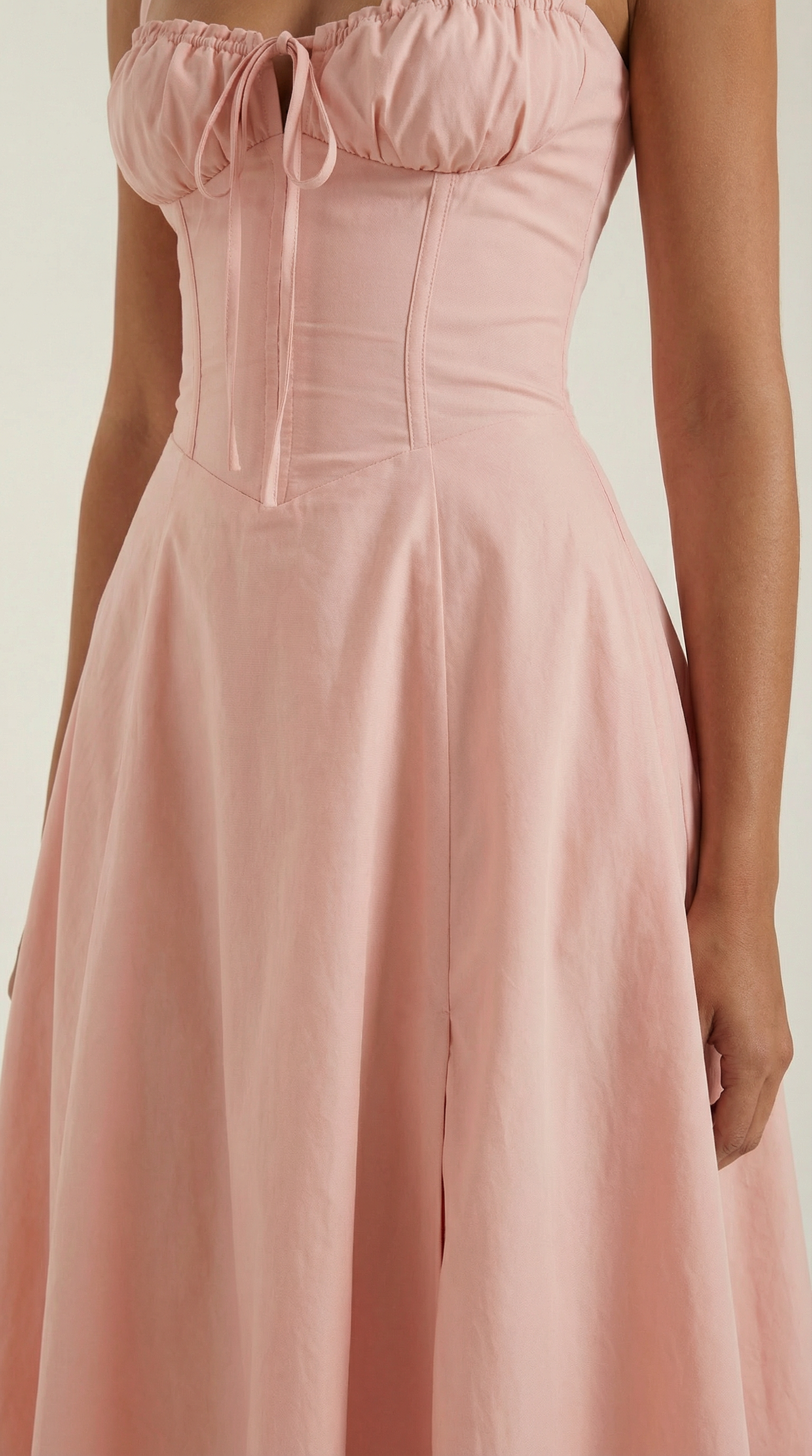 Vestito Midi con Lacci Donna Scollo a Cuore Gonna Svasata Spacco Laterale – Jadélia