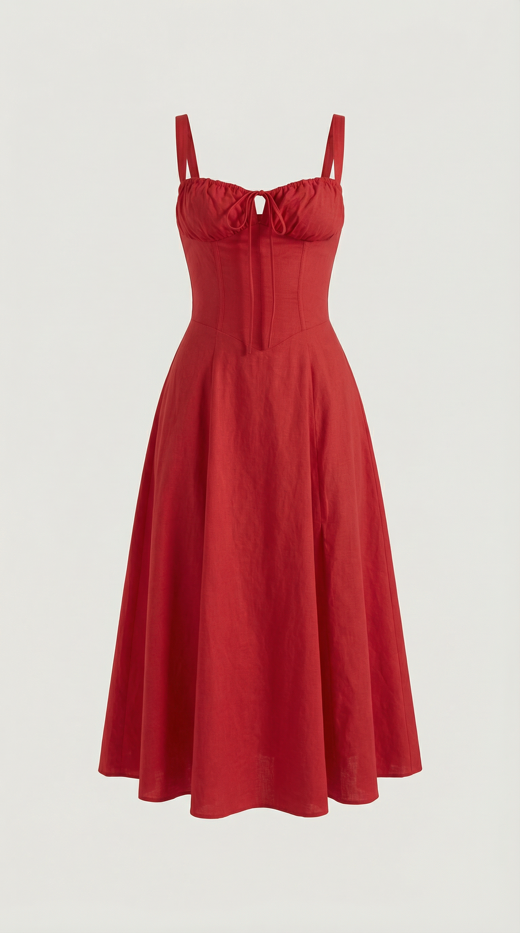 Vestito Midi con Lacci Donna Scollo a Cuore Gonna Svasata Spacco Laterale – Jadélia